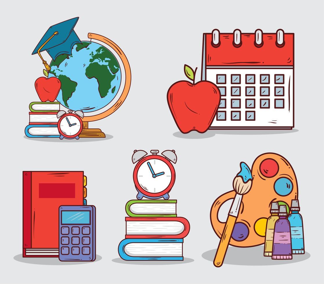 supplies education, set of icons vector