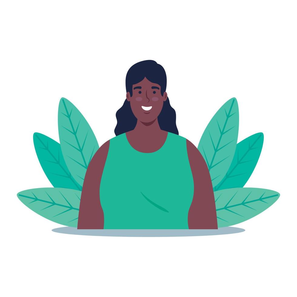 mujer de carácter africano, en la escena de la naturaleza vector