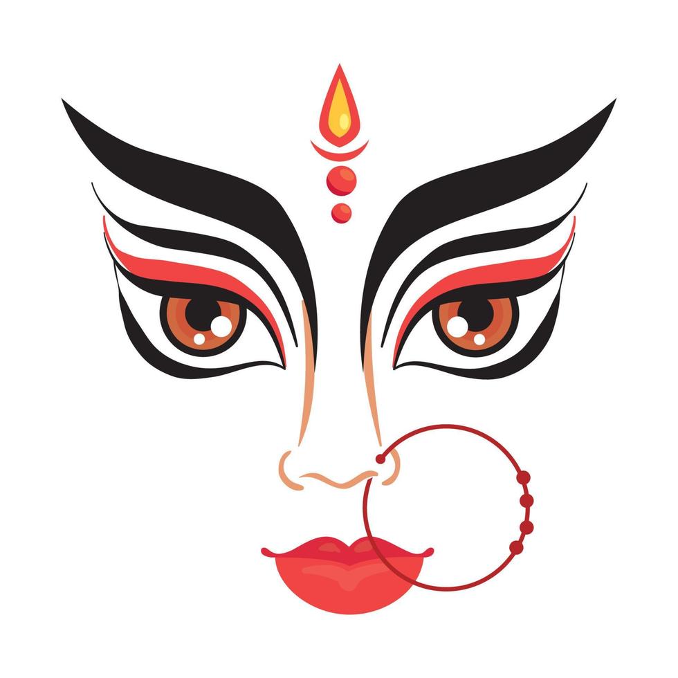 cara de maa durga, icono aislado vector