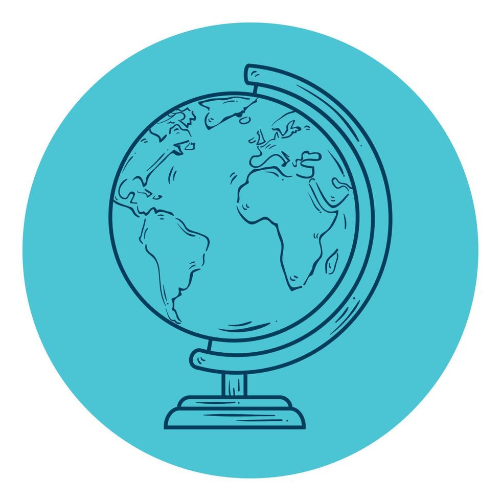 world planet earth school supply, line style in circle frame vector