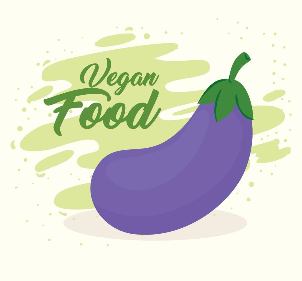 pancarta de comida vegana, con berenjena fresca vector