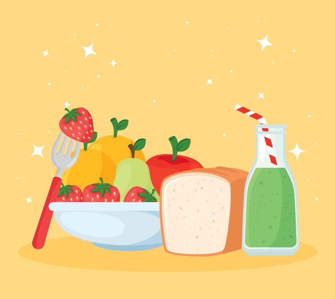 set of healthy and fresh fruits vector