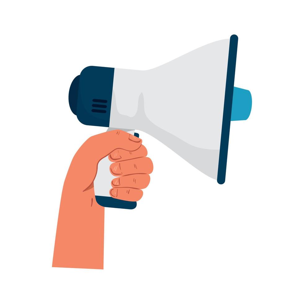 hand with megaphone on white background vector