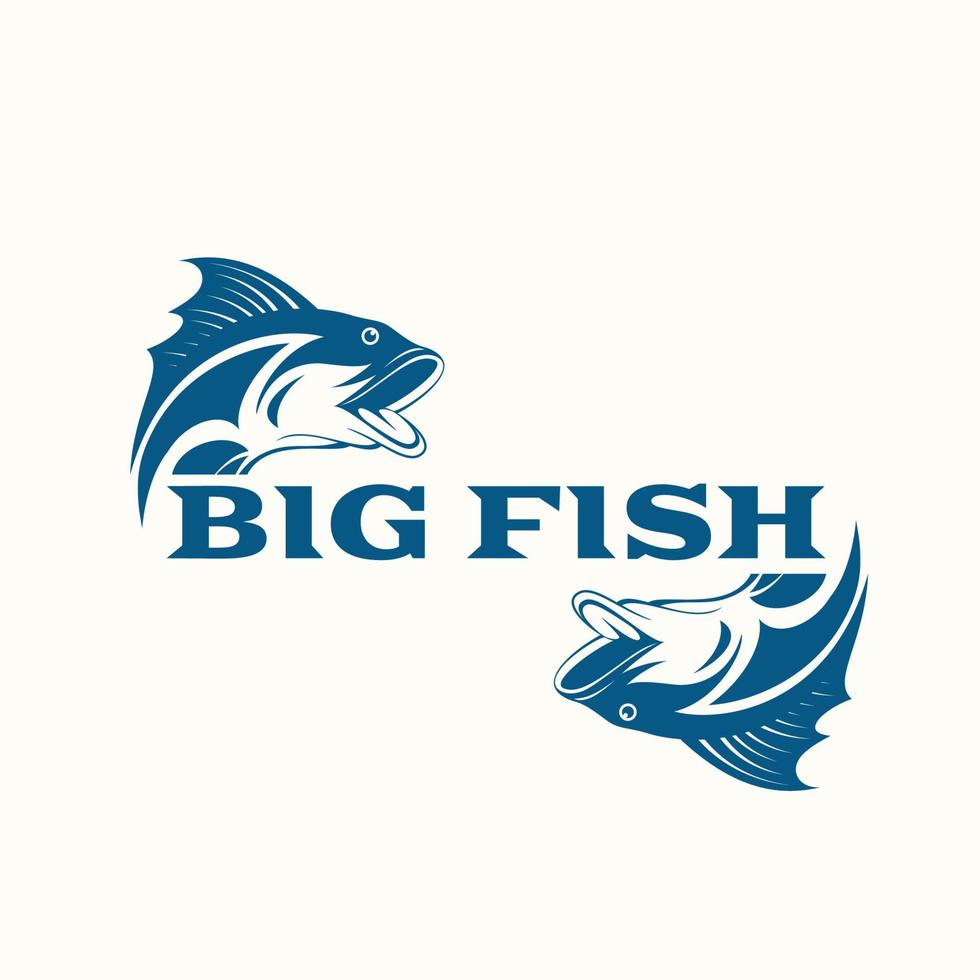 símbolo del logotipo de pesca de peces grandes vector