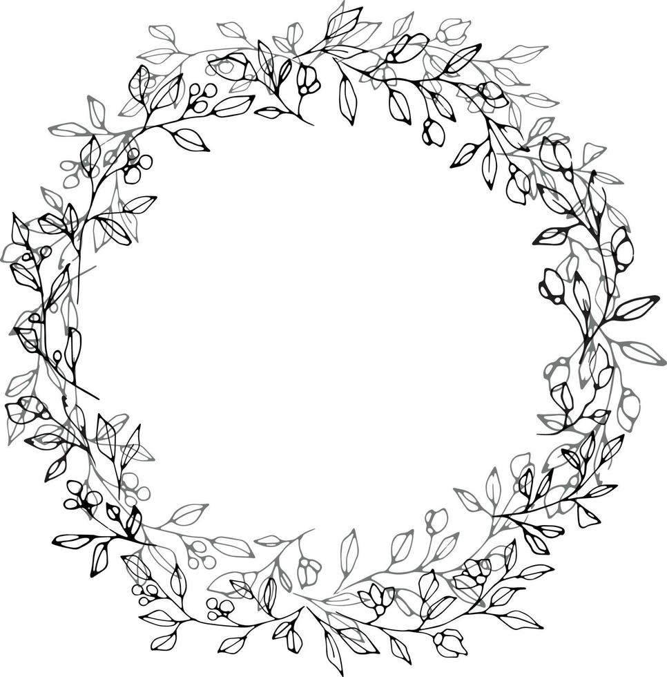 Graphic hand drawing vector plant branches with buds and berries. Vector elements for wedding design, logo design, packaging and other ideas