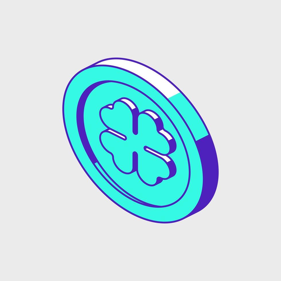 Lucky coin isometric vector icon illustration