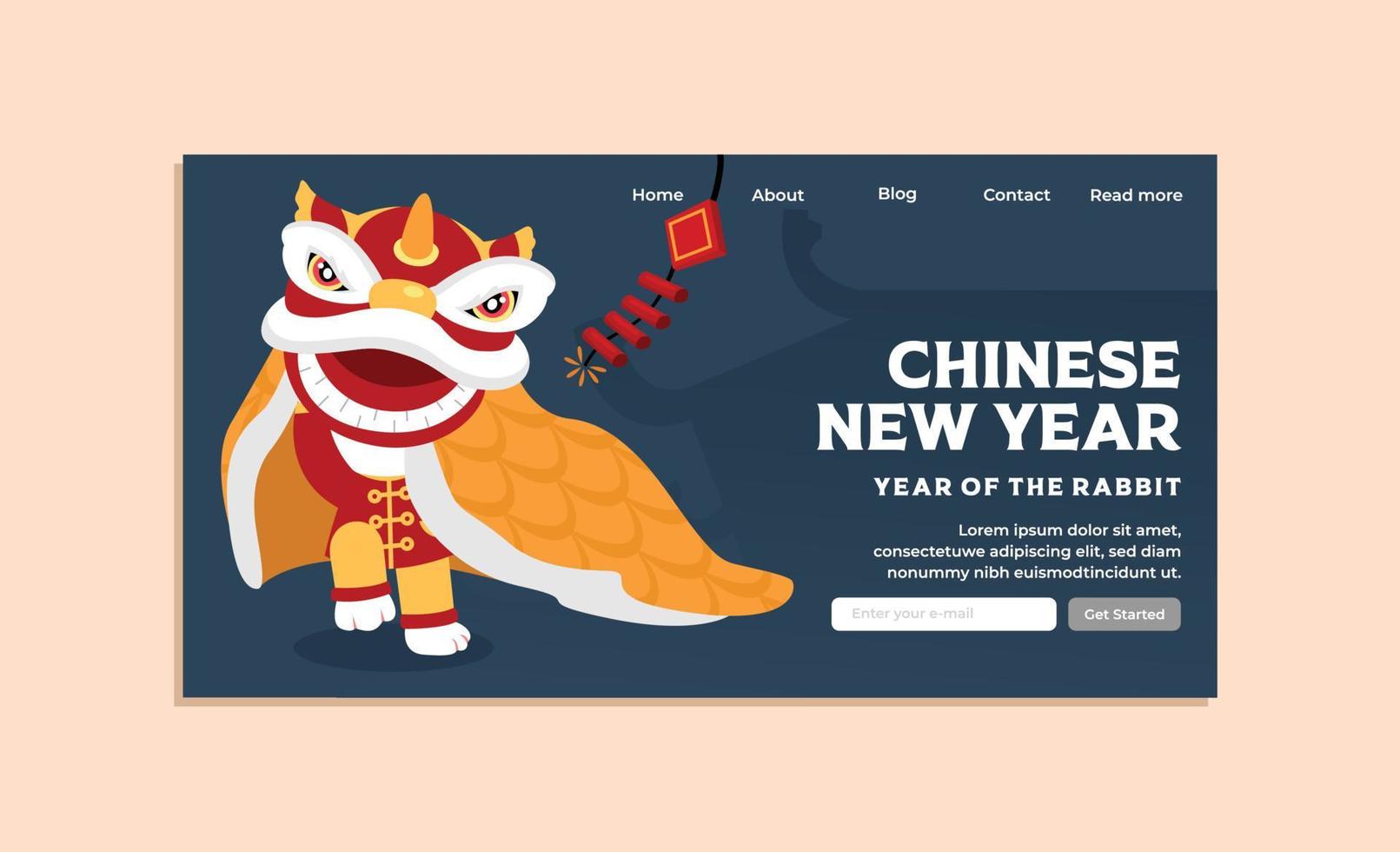 Hand drawn chinese new year landing page design collection vector