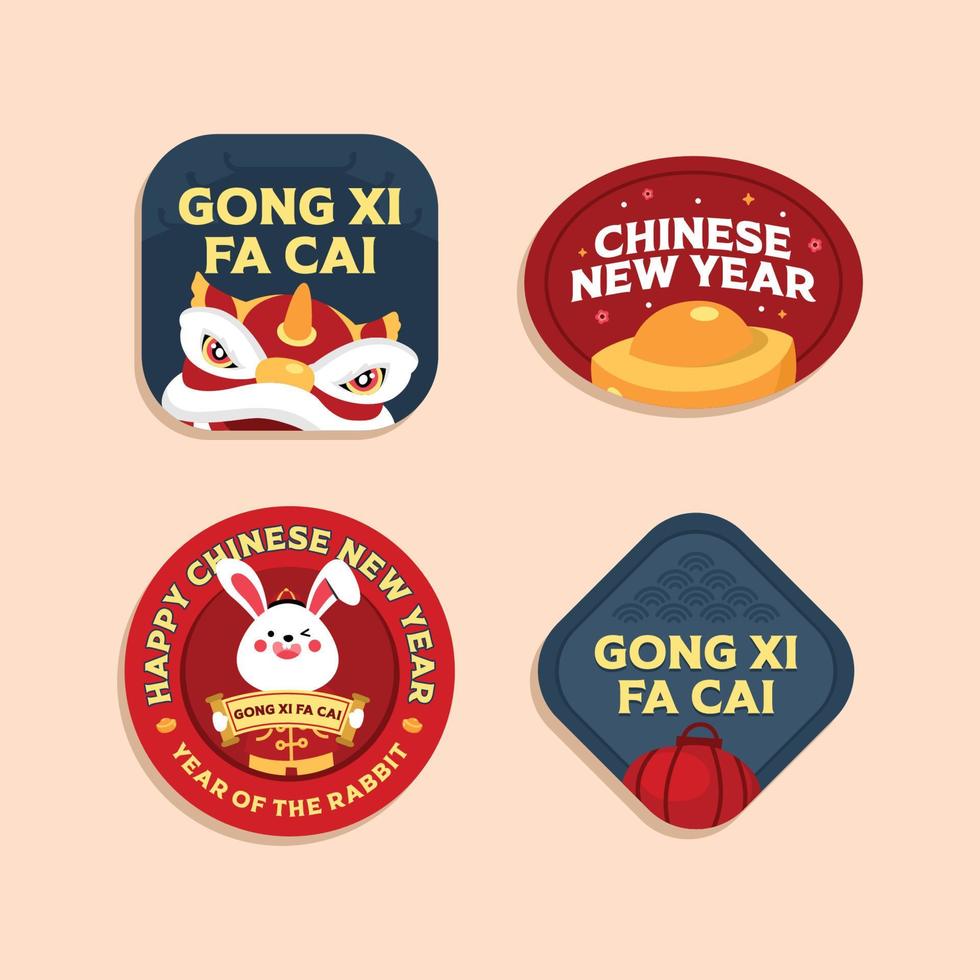 Hand drawn chinese new year label design collection vector