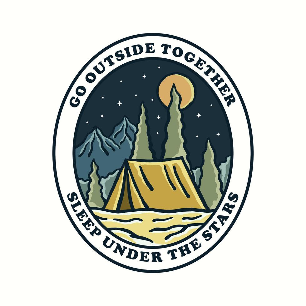 Go outside camping nature design for badge, sticker, patch, t shirt vector design