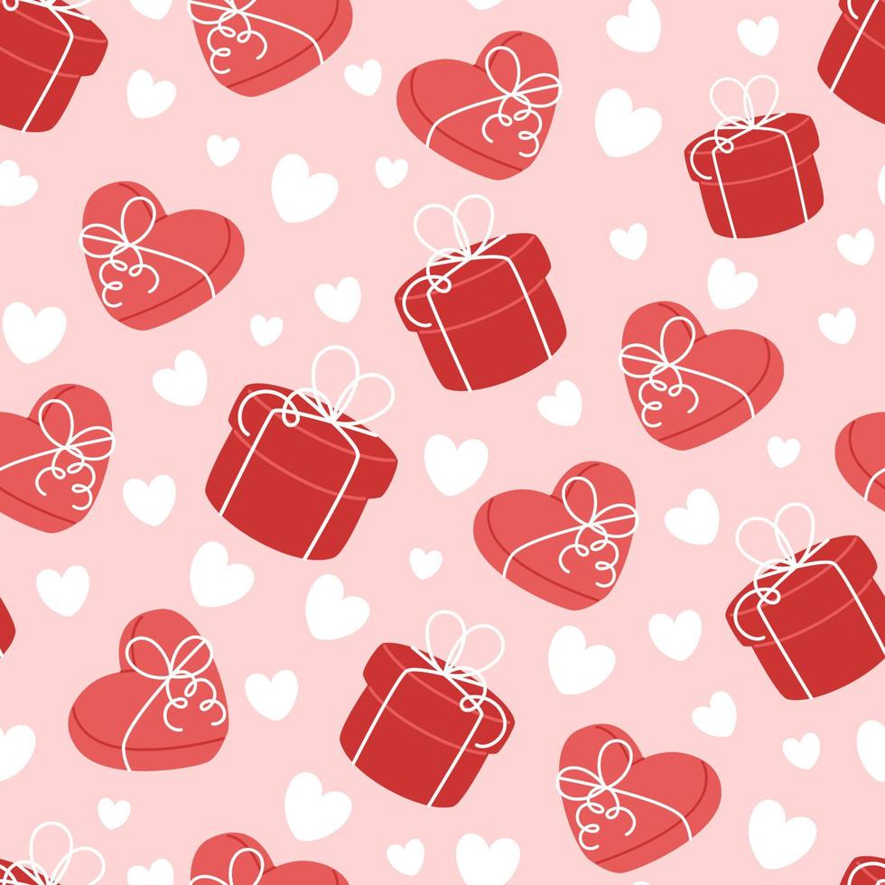 Seamless valentines day pattern with boxes in flat style vector
