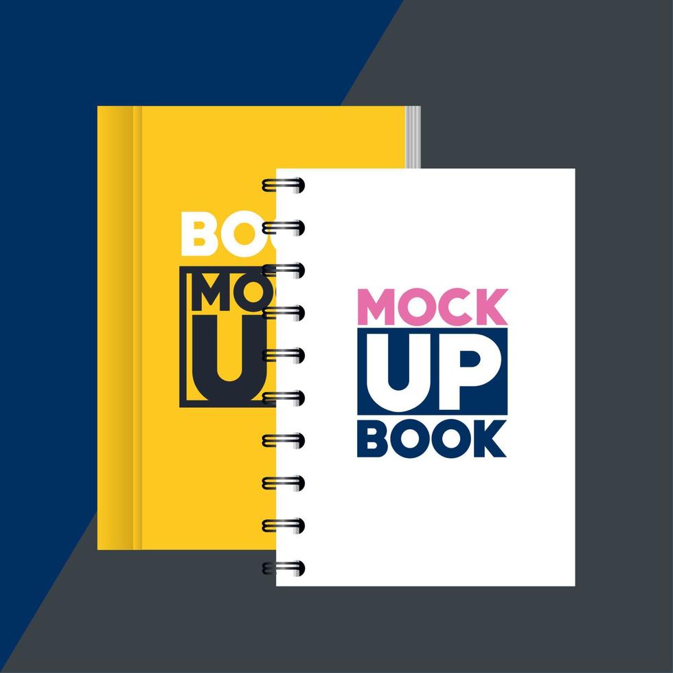 corporate identity branding mockup, mockup with books of covers white, blue and pink vector