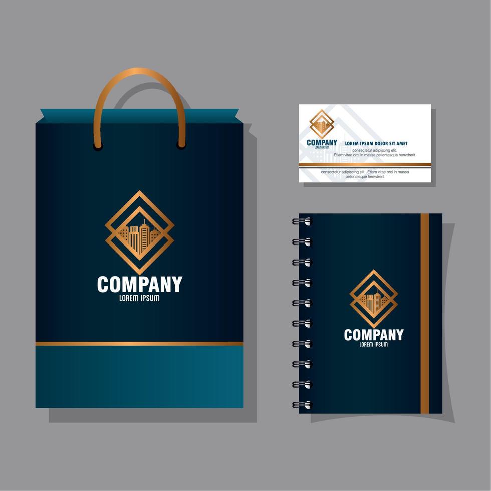 corporate identity brand mockup, mockup of stationery supplies, black color vector