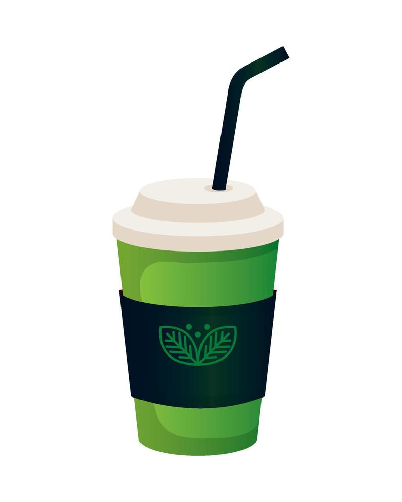 maqueta de café desechable con signo de empresa verde, identidad corporativa vector