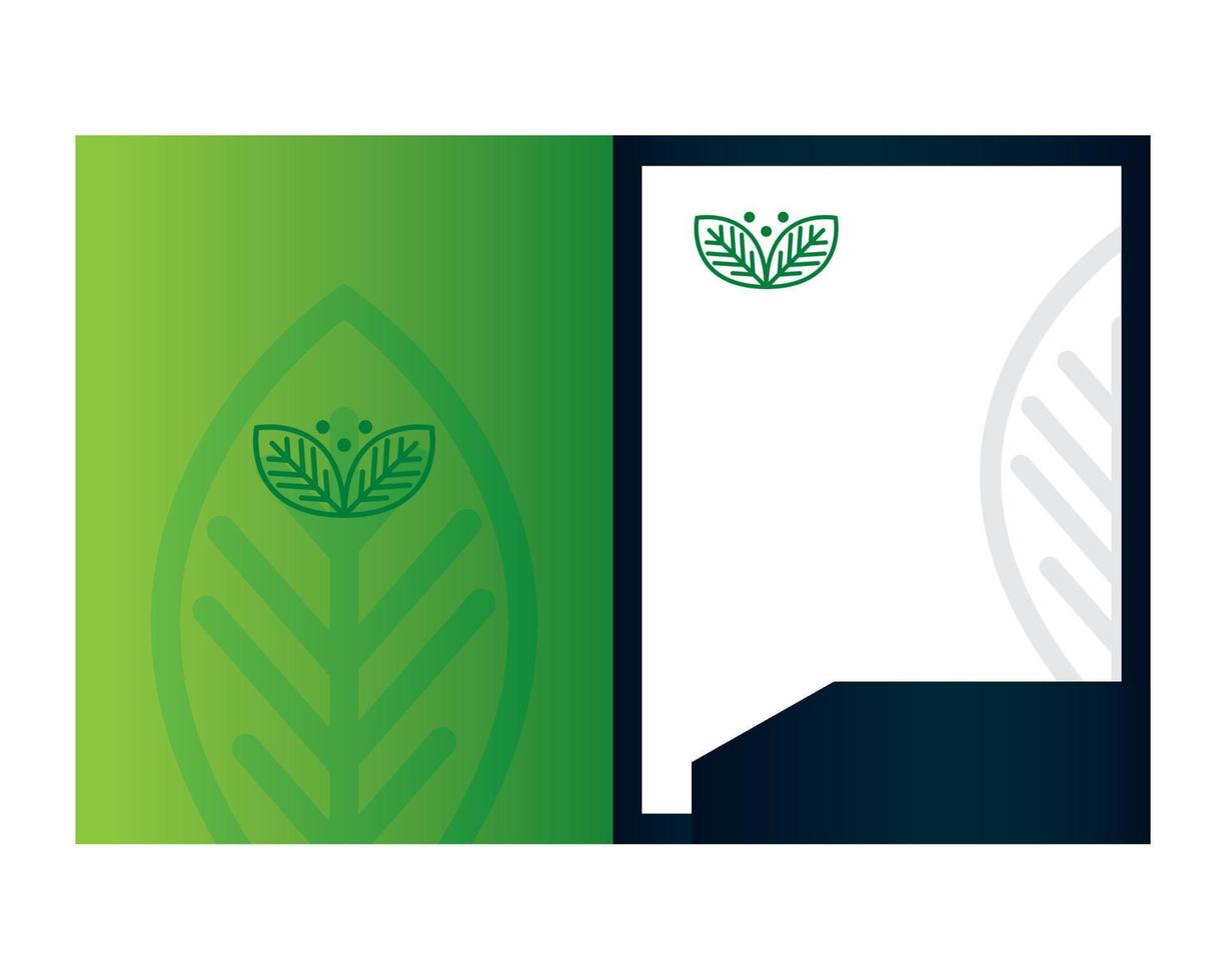 mockup document and brochure with sign of green company, corporate