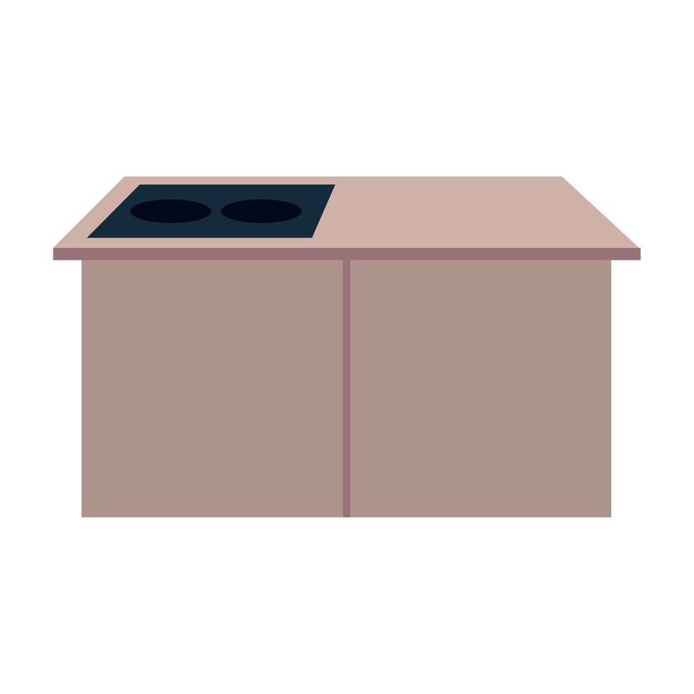 kitchen stove with wooden drawers, in white background vector