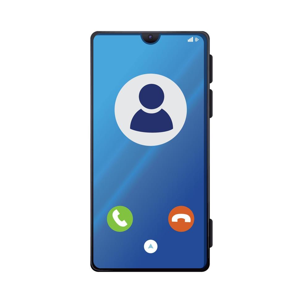 realistic smartphone mockup with call on screen, on white background vector
