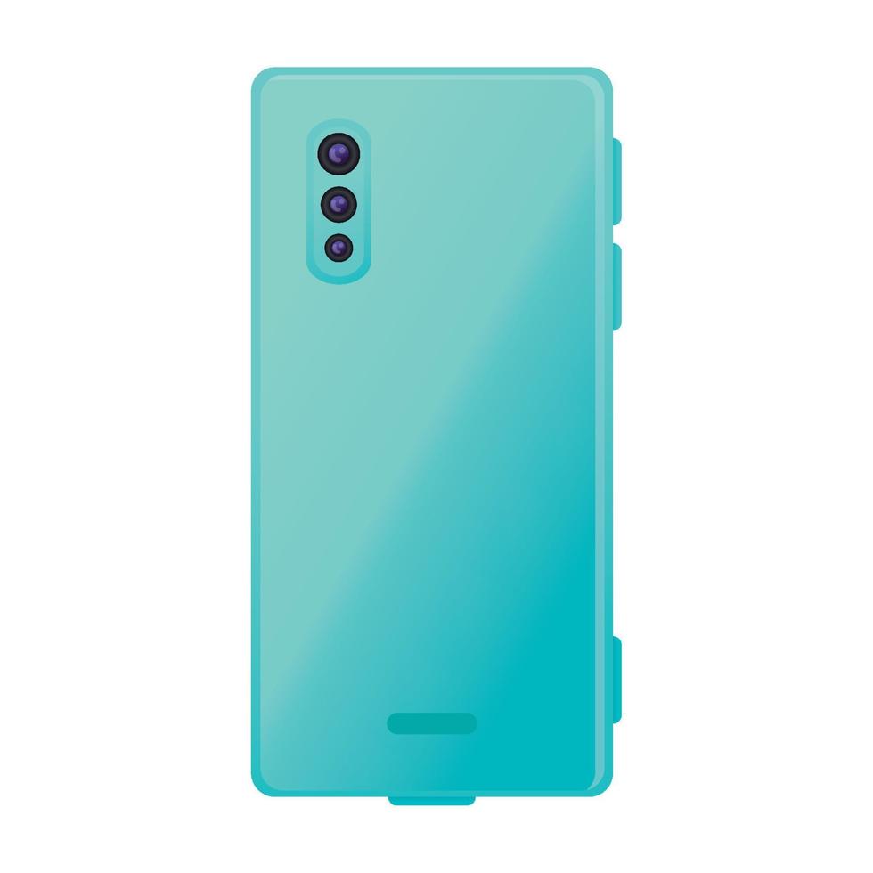 back view, realistic smartphone mockup of blue color, on white background vector