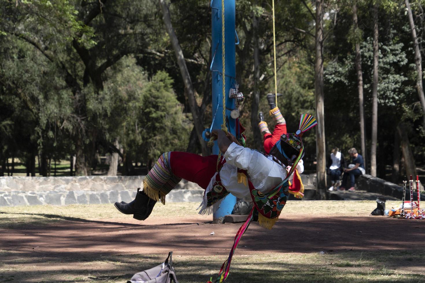 MEXICO CITY, MEXICO - JANUARY 30 2019 - The ancient dance of flyers los voladores photo