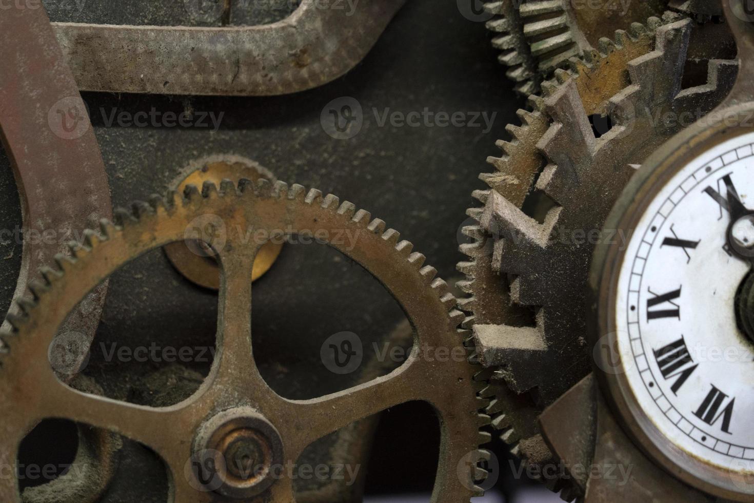 old ancient tower clock mechanism detail photo
