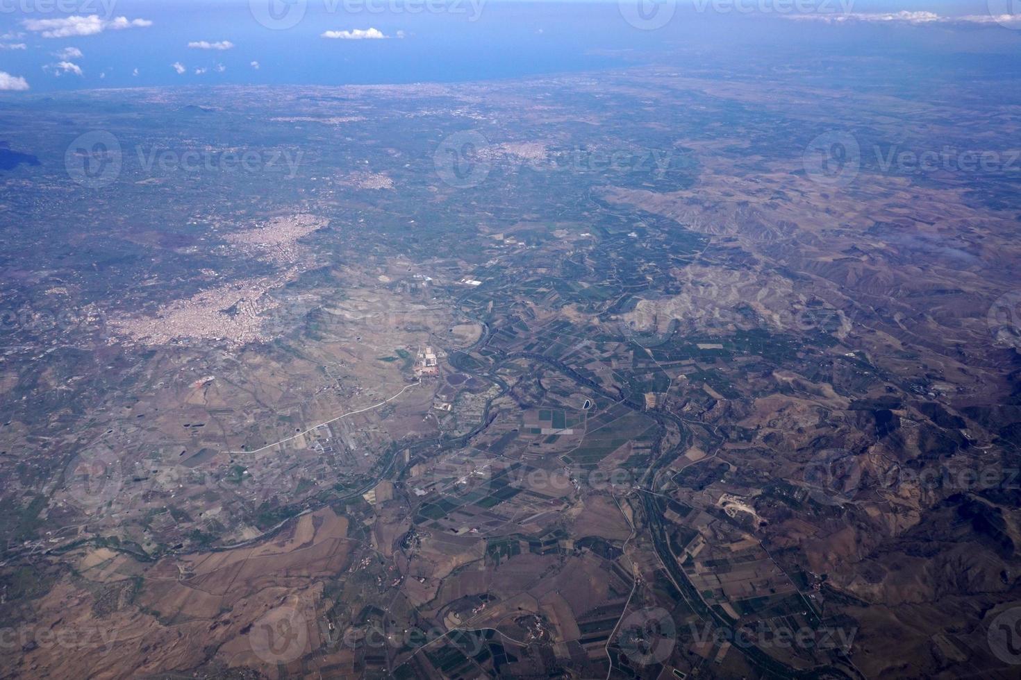 sicily catania etna volcano aerial view photo