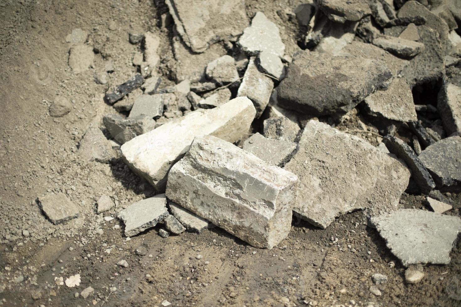 Construction waste. Broken stone. Building material. photo