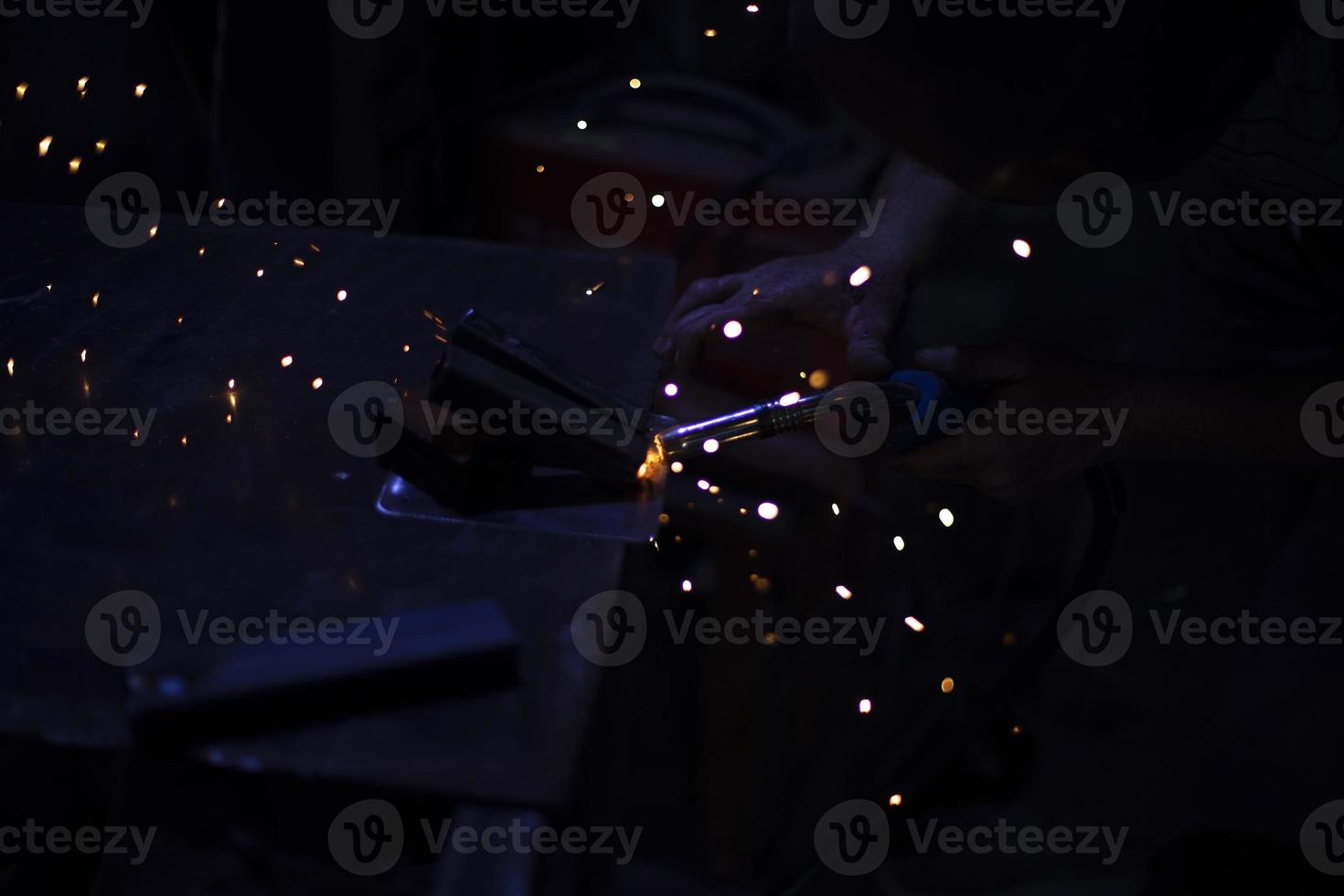 Metal welding. Welder's job. Highly hot steel. photo