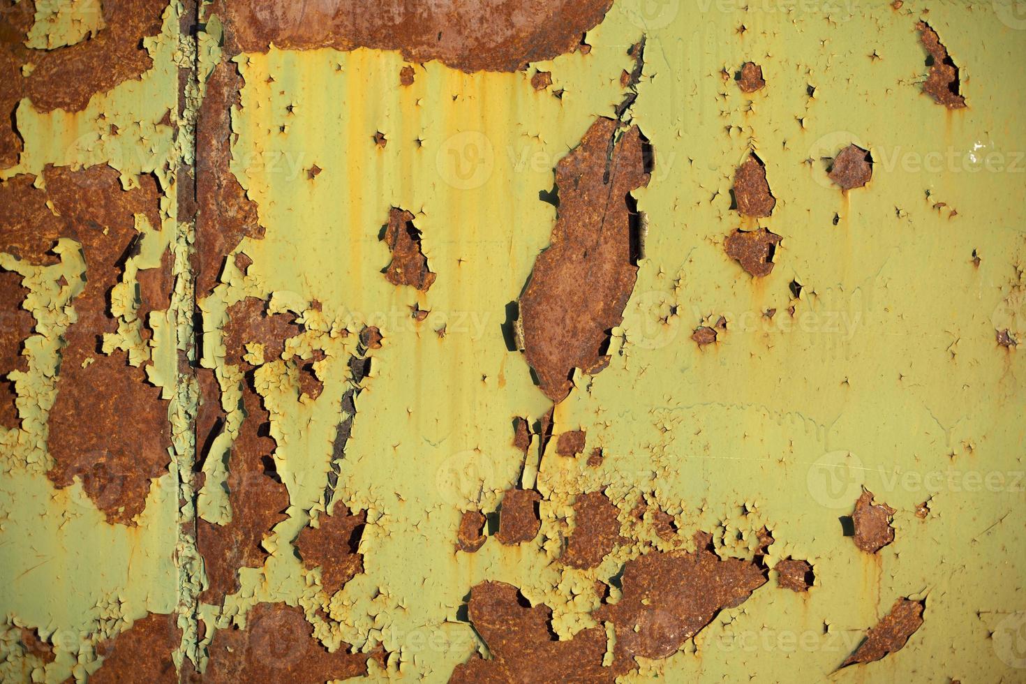 Rust on metal. Texture of old paint is green. photo