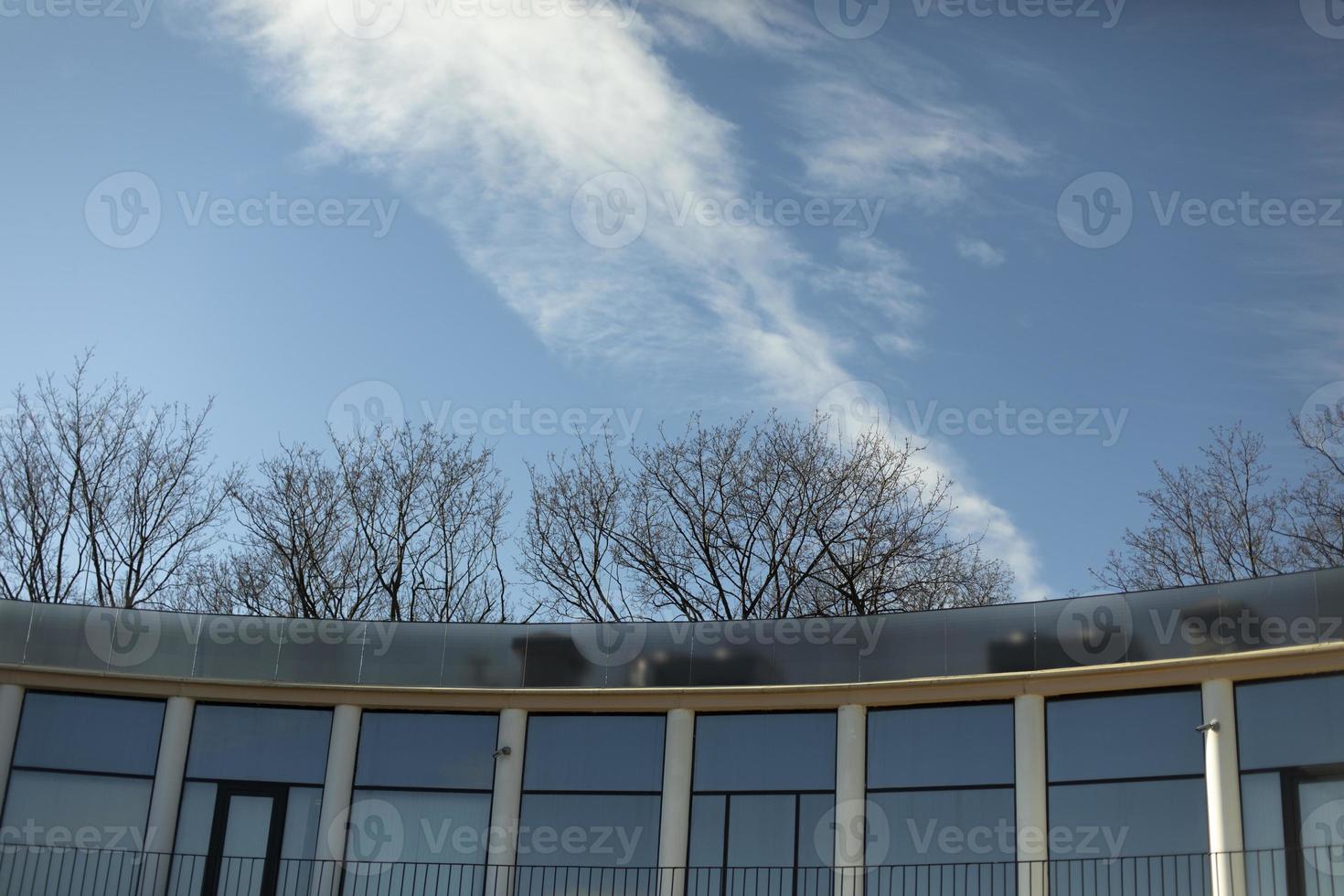 Top floor. Large windows in house. photo