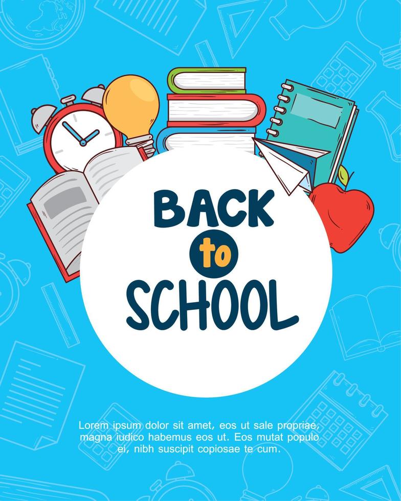 back to school banner with set supplies education vector