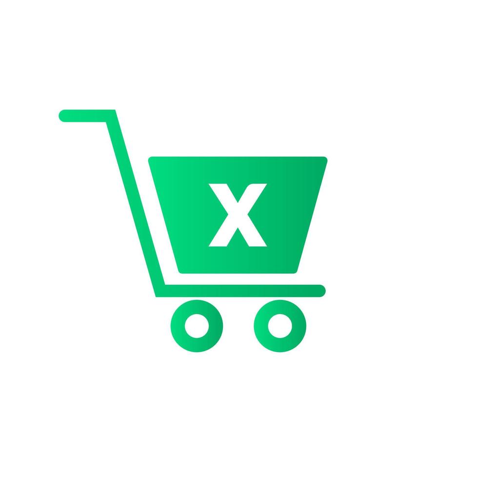 carro de la compra de la letra x trolley. plantilla inicial de concepto de logotipo de compras y en línea vector