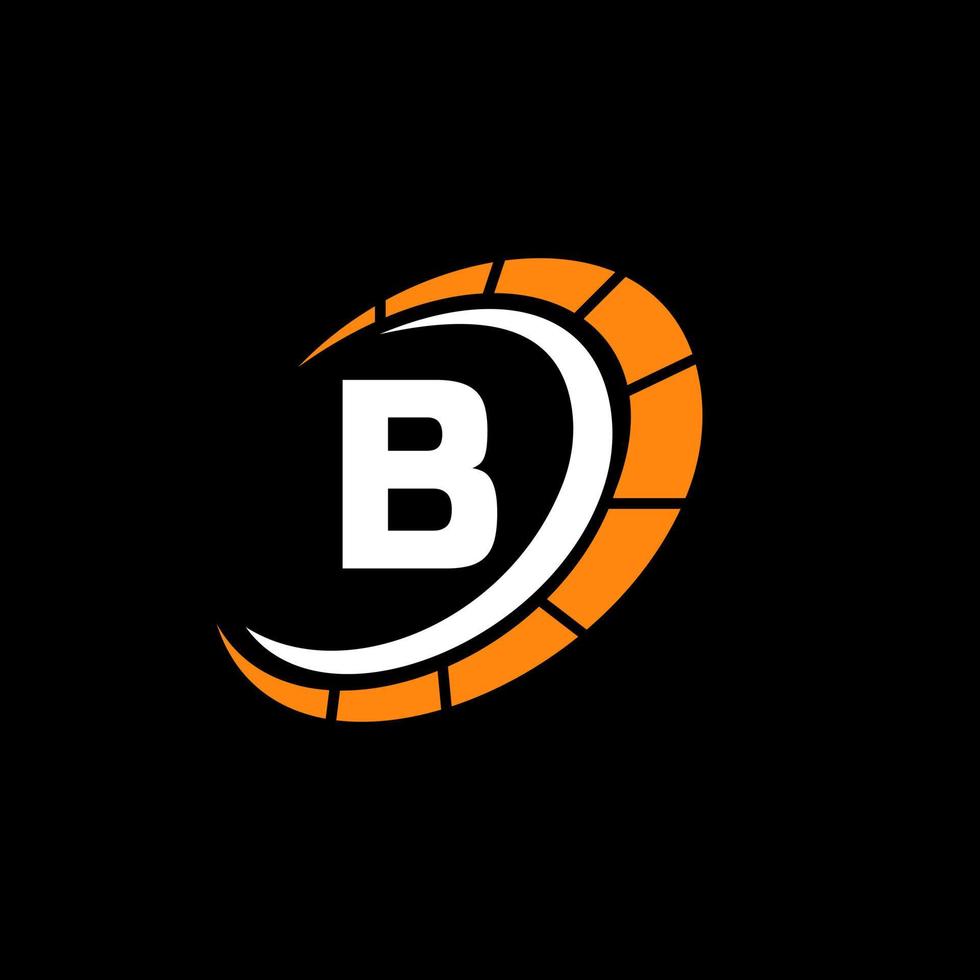 Sport Car Logo On Letter B Speed Concept. Car Automotive Template For Cars Service, Cars Repair With Speedometer Symbol vector