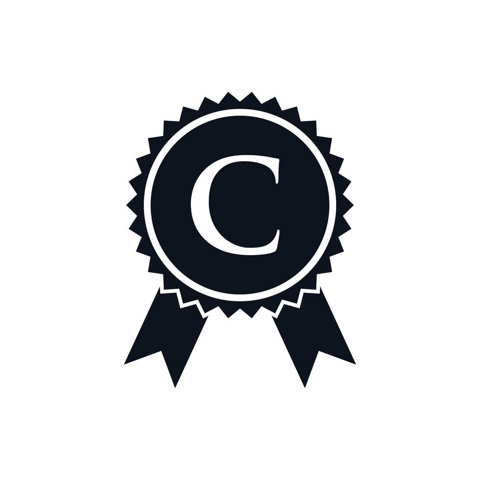 Winner Award Certified Medal Badge On C Logo Template. Best Seller Badge Sign vector