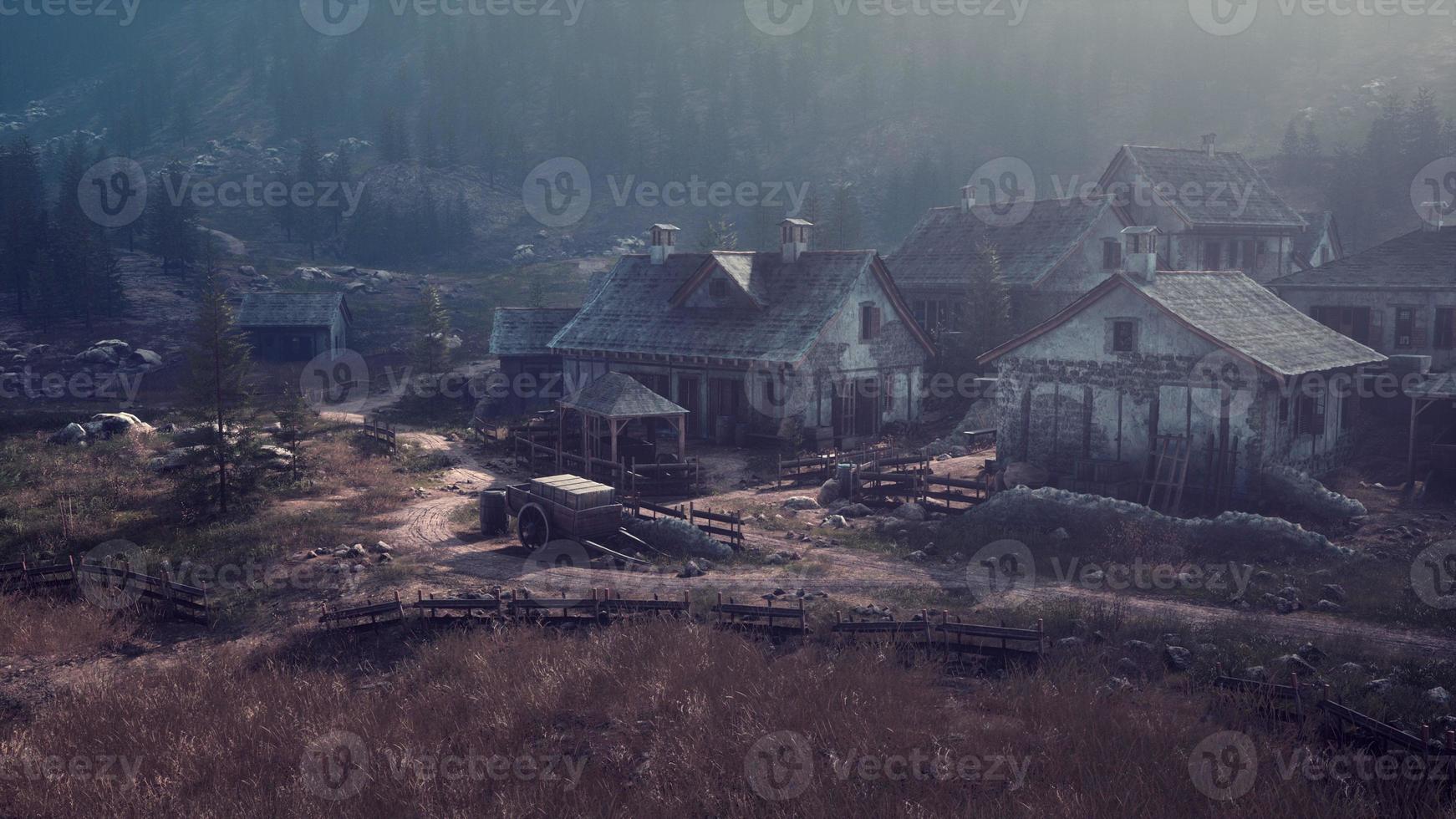 Aerial view of Swiss mountain village photo