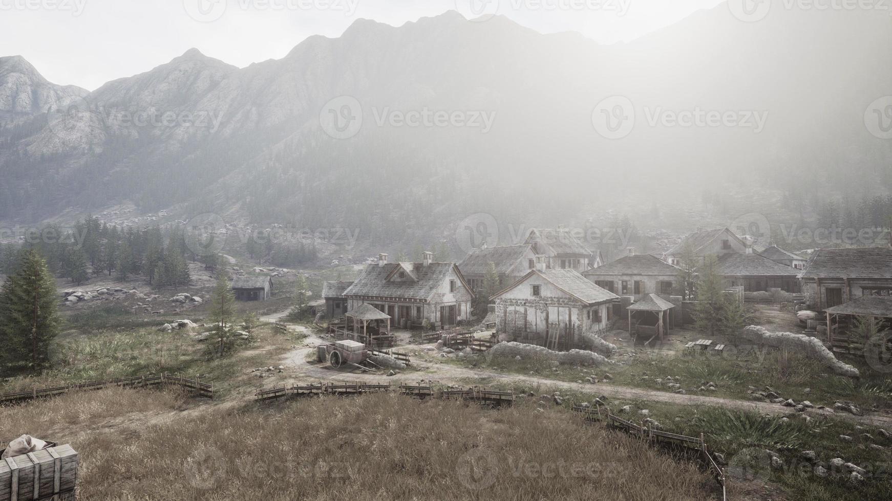 Aerial view of Swiss mountain village photo