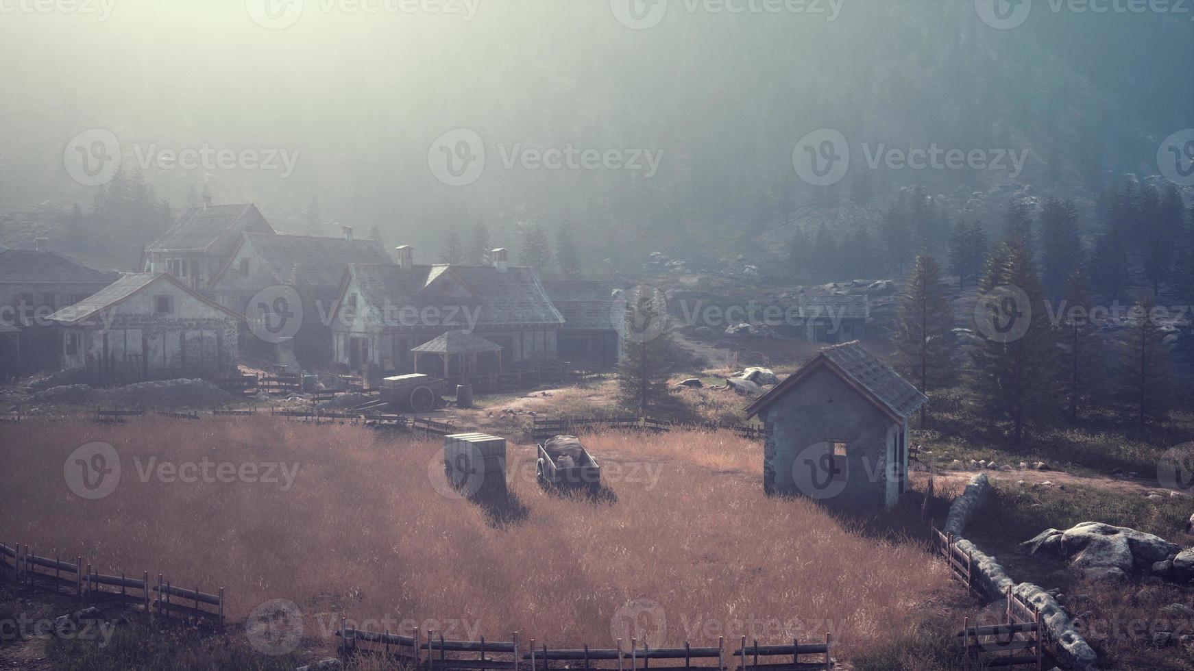 Aerial view of Swiss mountain village photo