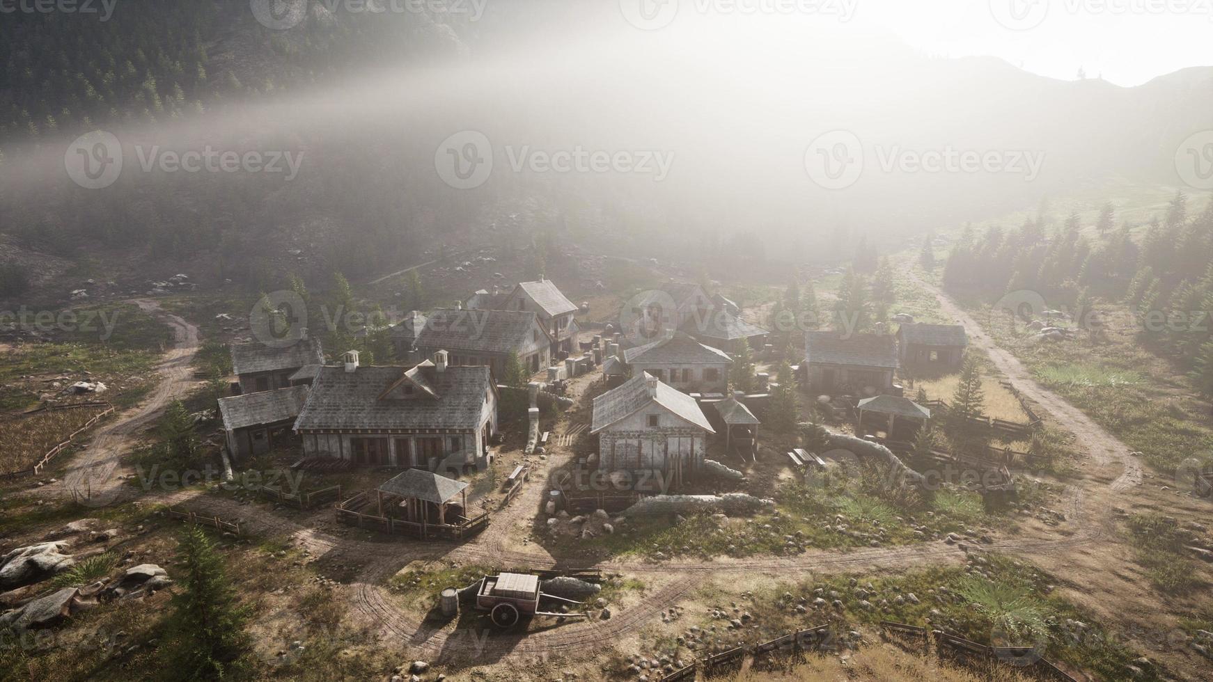 Aerial view of Swiss mountain village photo