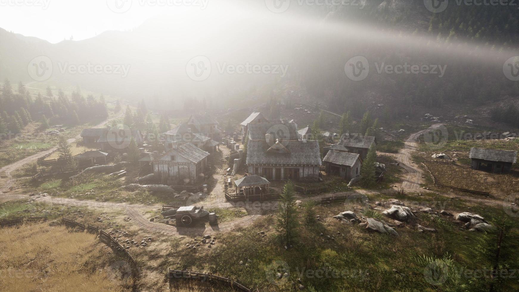 Aerial view of Swiss mountain village photo