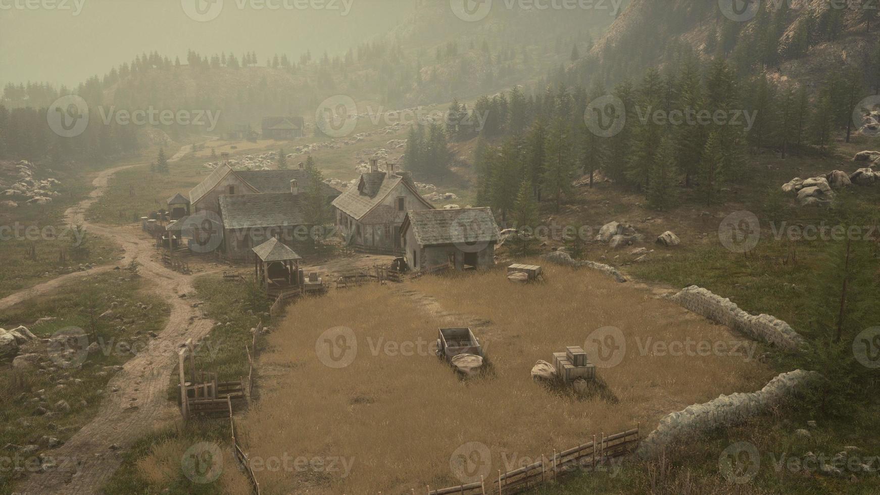 Aerial view of Swiss mountain village photo