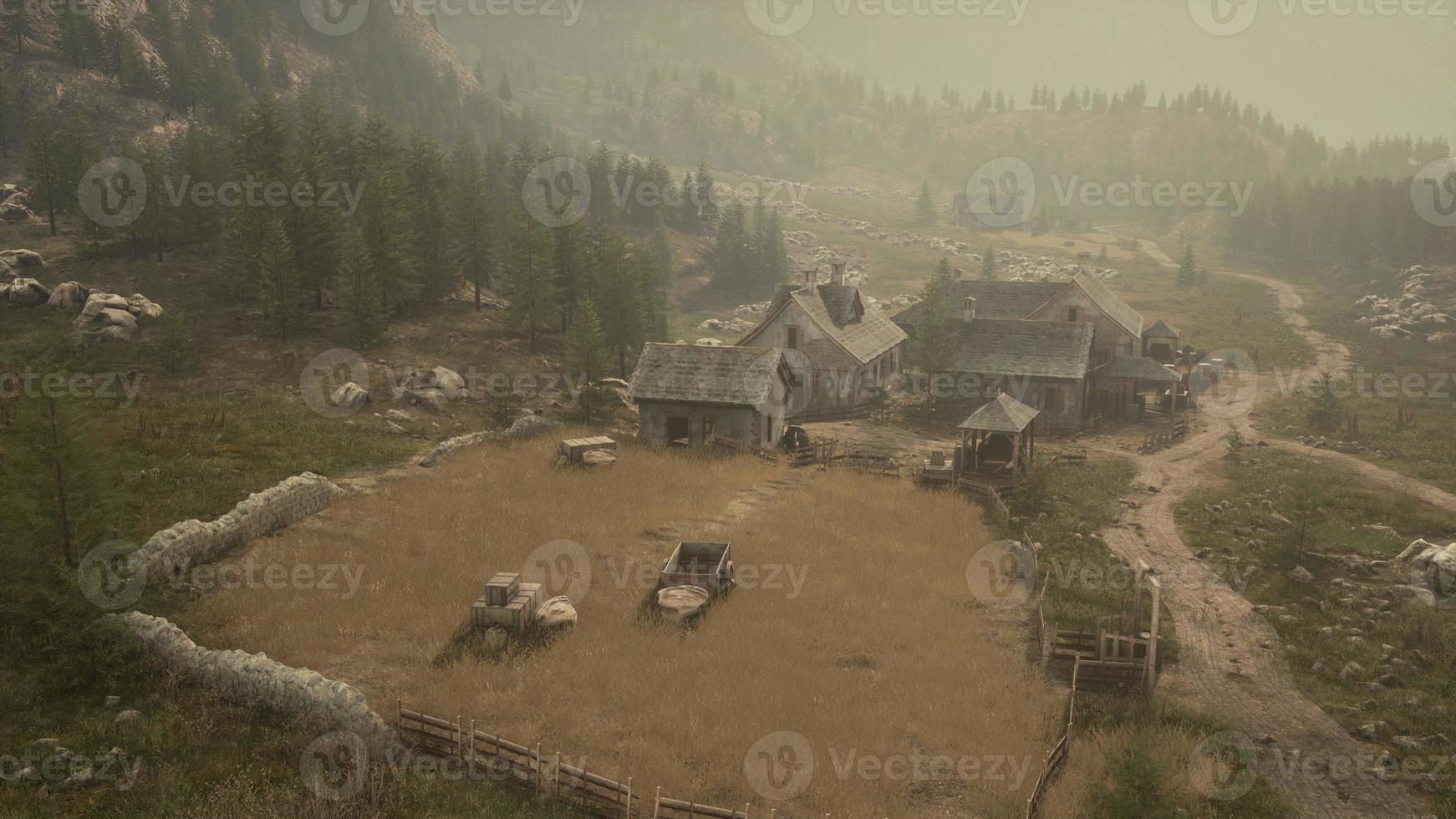 Aerial view of Swiss mountain village photo