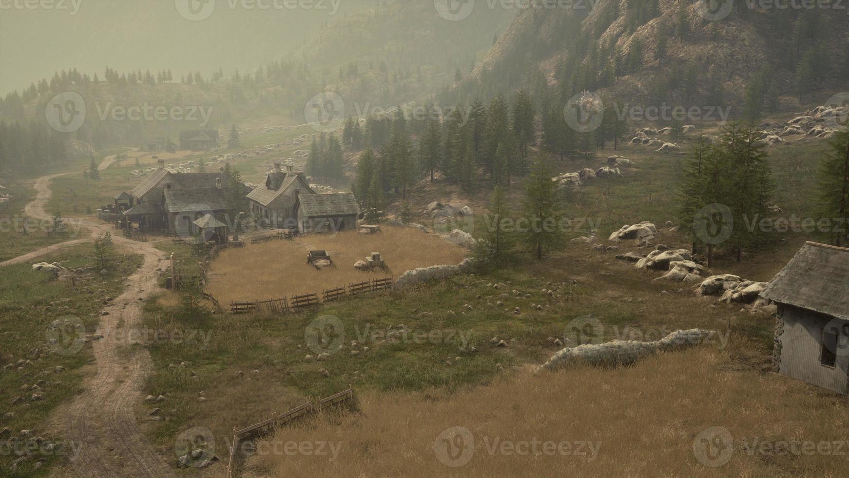 Aerial view of Swiss mountain village photo