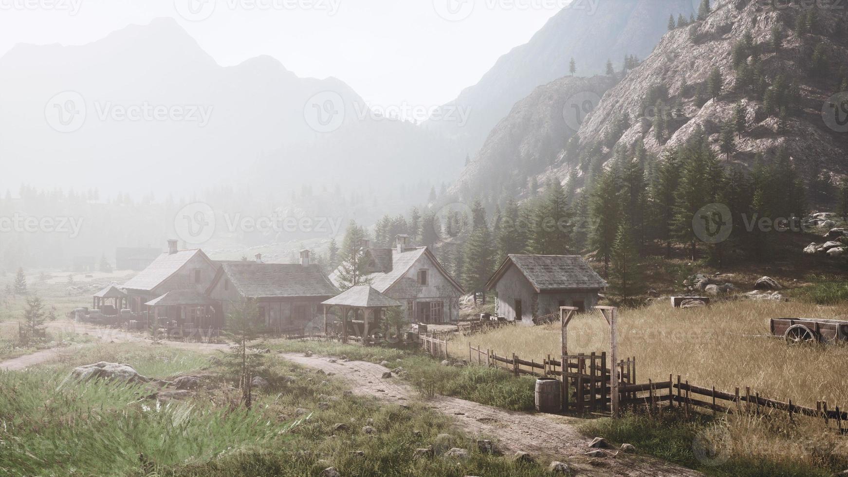 Aerial view of Swiss mountain village photo