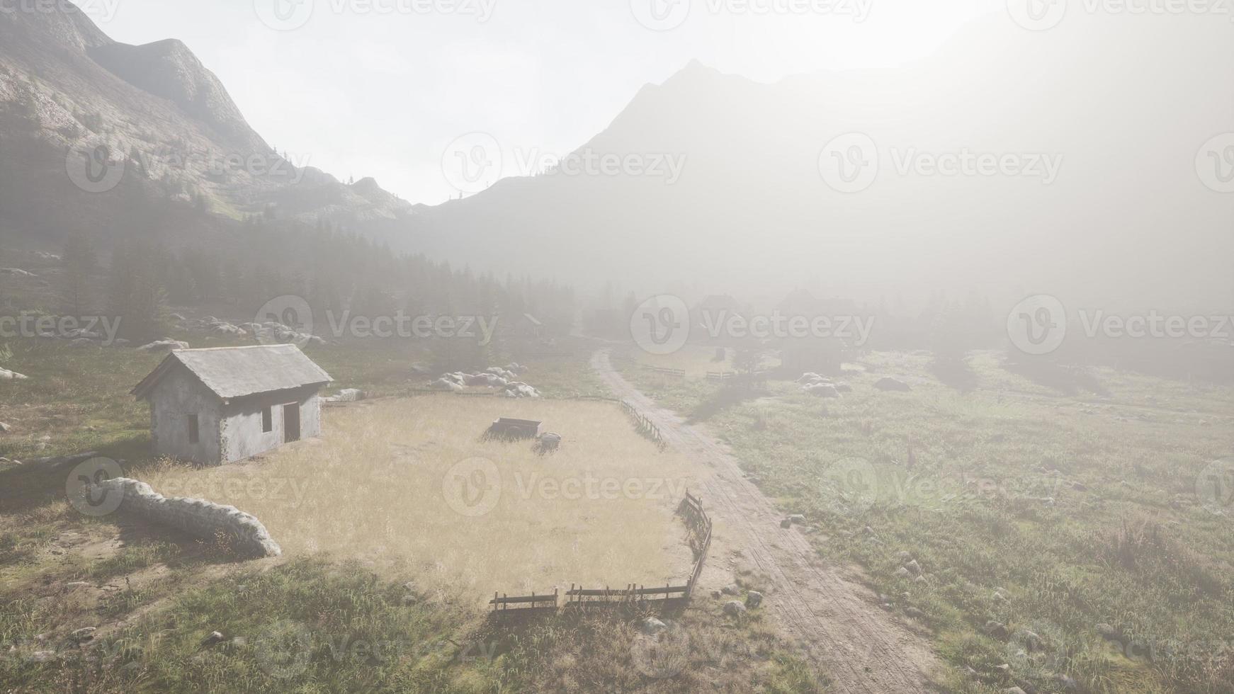 Aerial view of Swiss mountain village photo