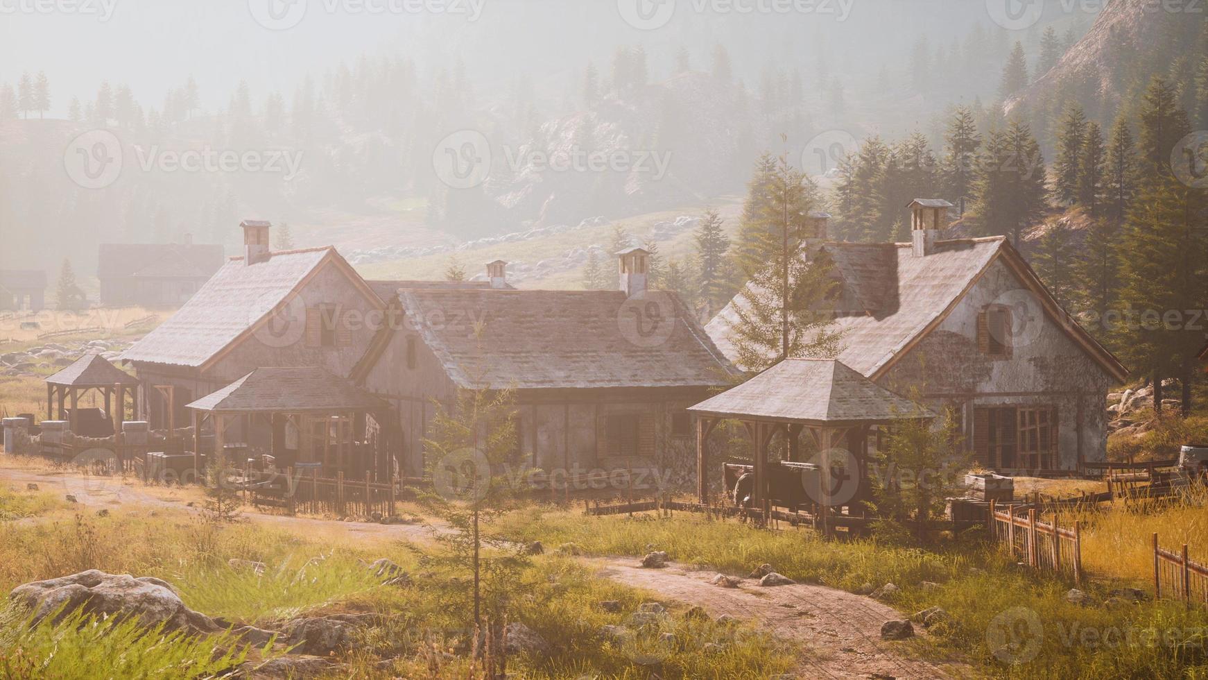 Aerial view of Swiss mountain village photo