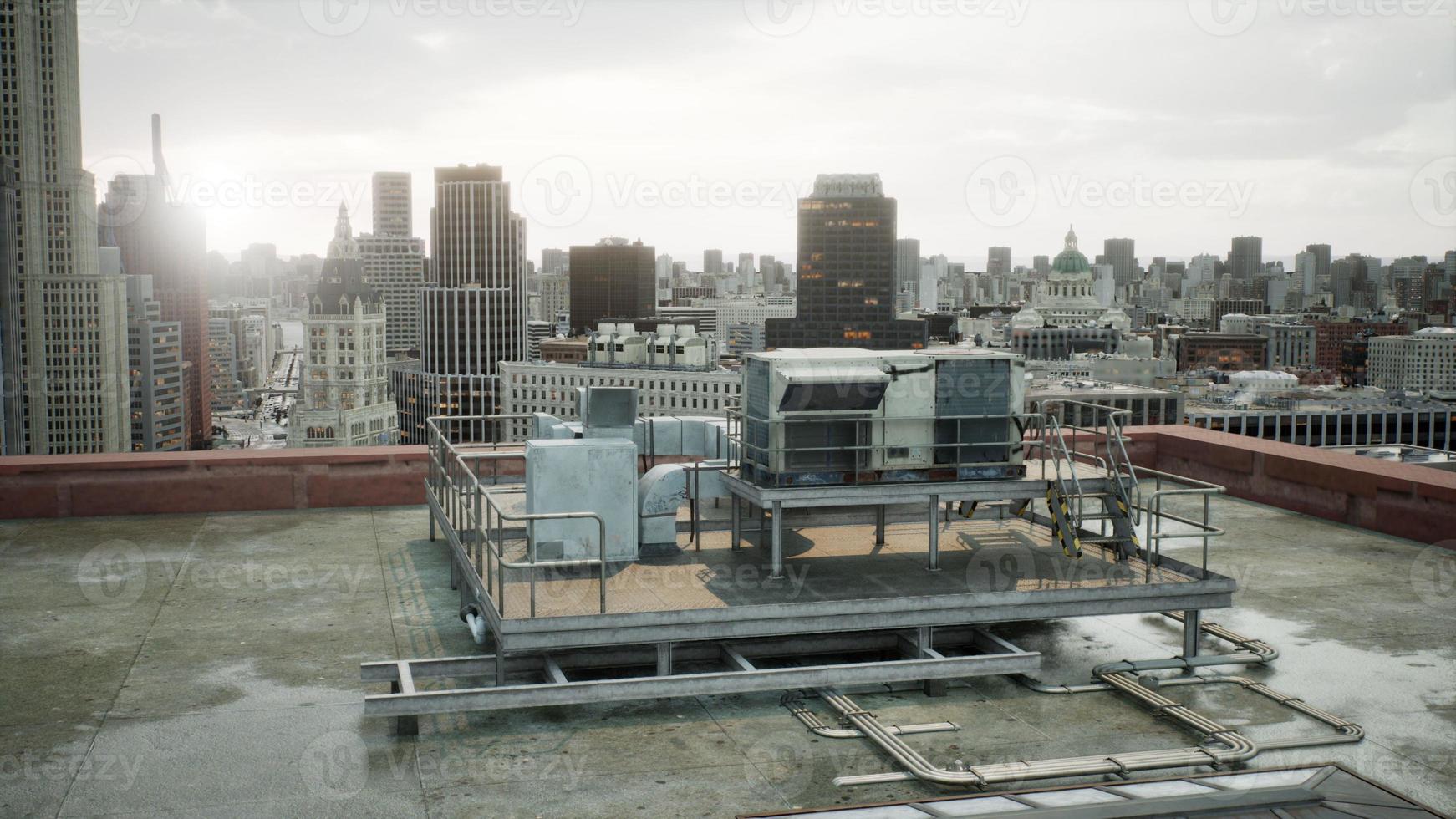 The roof of the building with ventilation hatchways photo