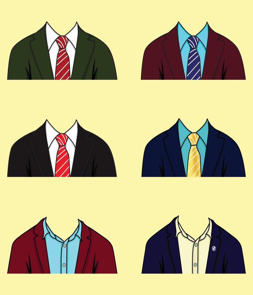 A Jacket and Tie dress code, Which can be used as Cloth accessories, traits, assets, which could be placed on any head character and use it as traits for your nft collection. vector