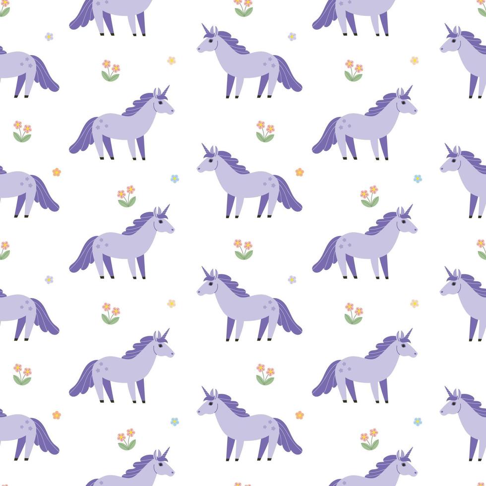 Purple Unicorn Seamless Pattern vector