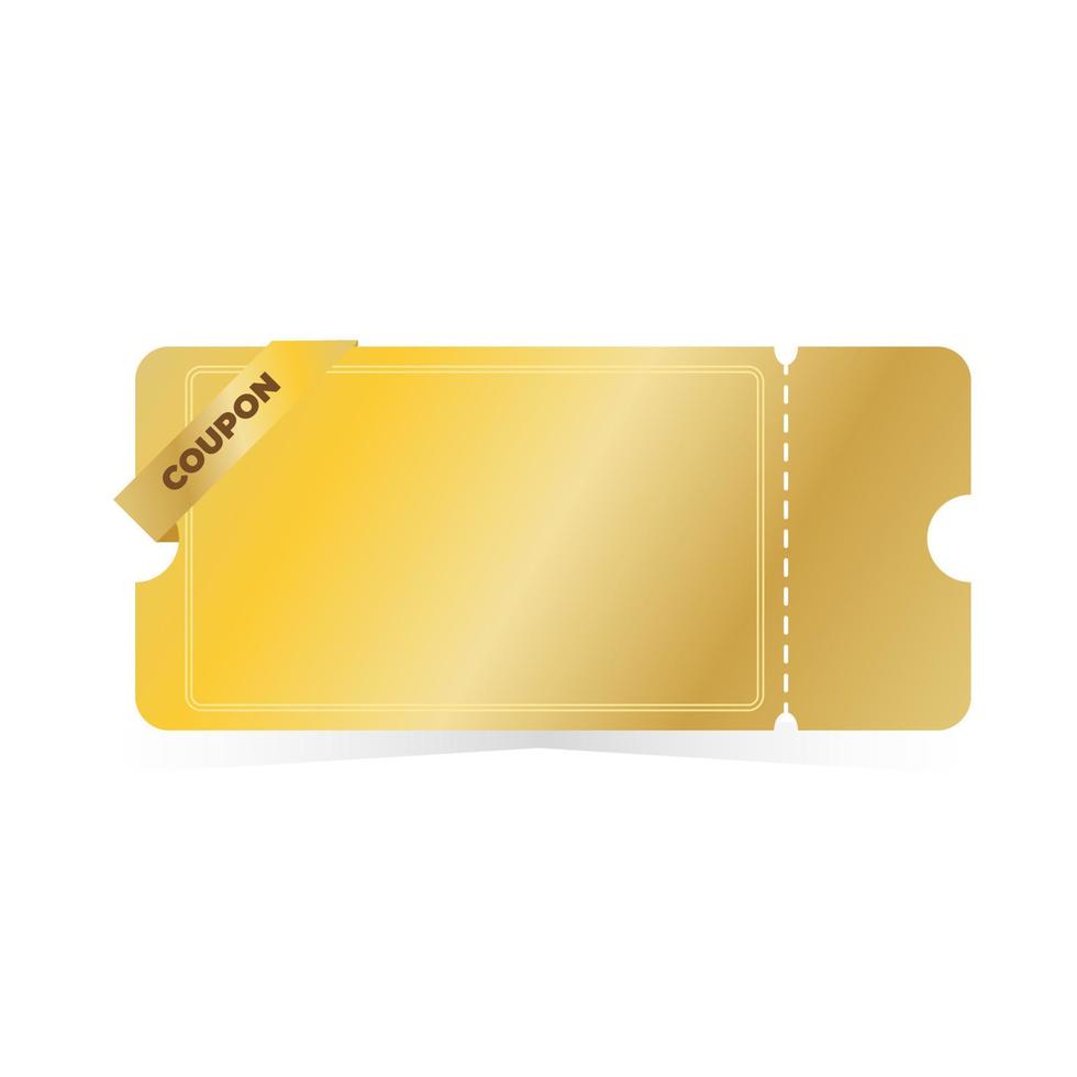 golden ticket blank template with ribbons vector illustration