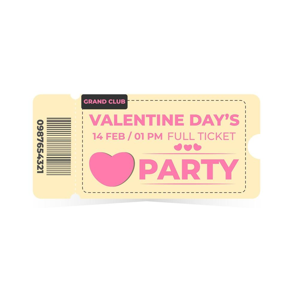 valentine day ticket template coupon party access symbol heart vector illustration