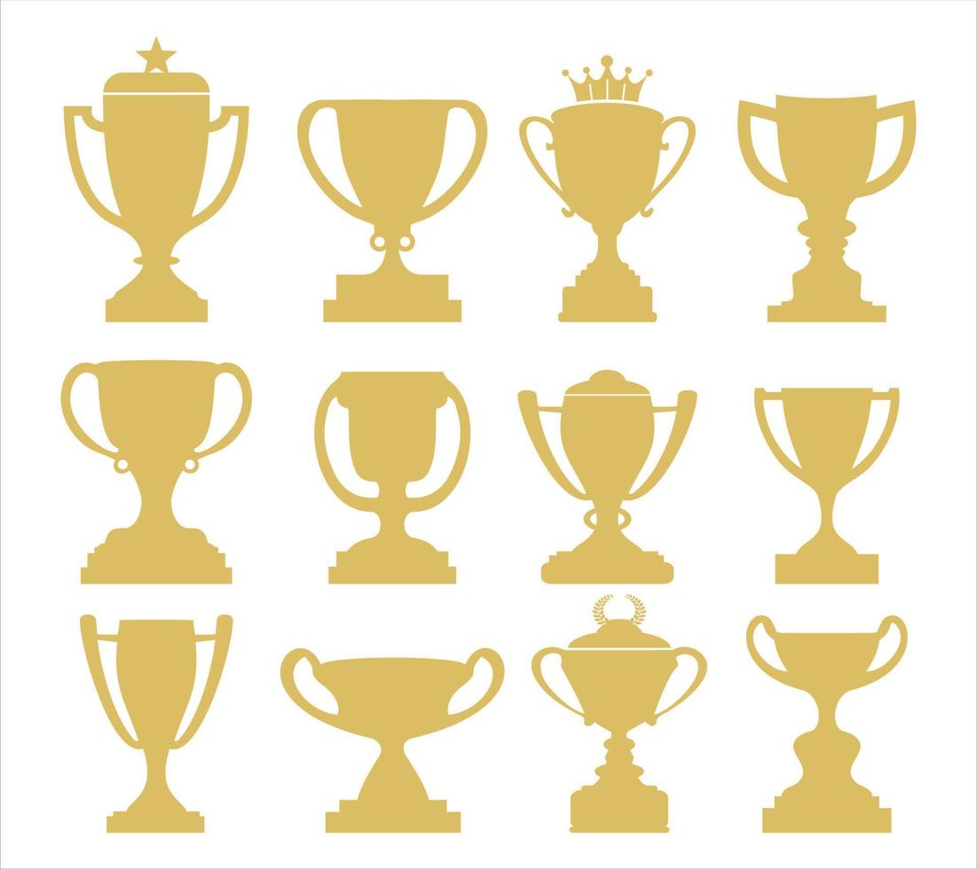 Award cups and trophy icons vector collection