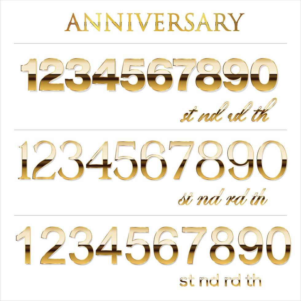 Anniversary golden numbers stock vector illustration